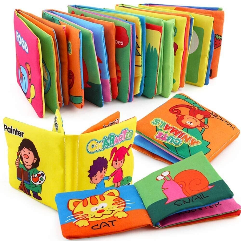 Baby's First NonToxic Soft Cloth Book Set, Crinkle Books Friction with Rustling Sound Pack of 6