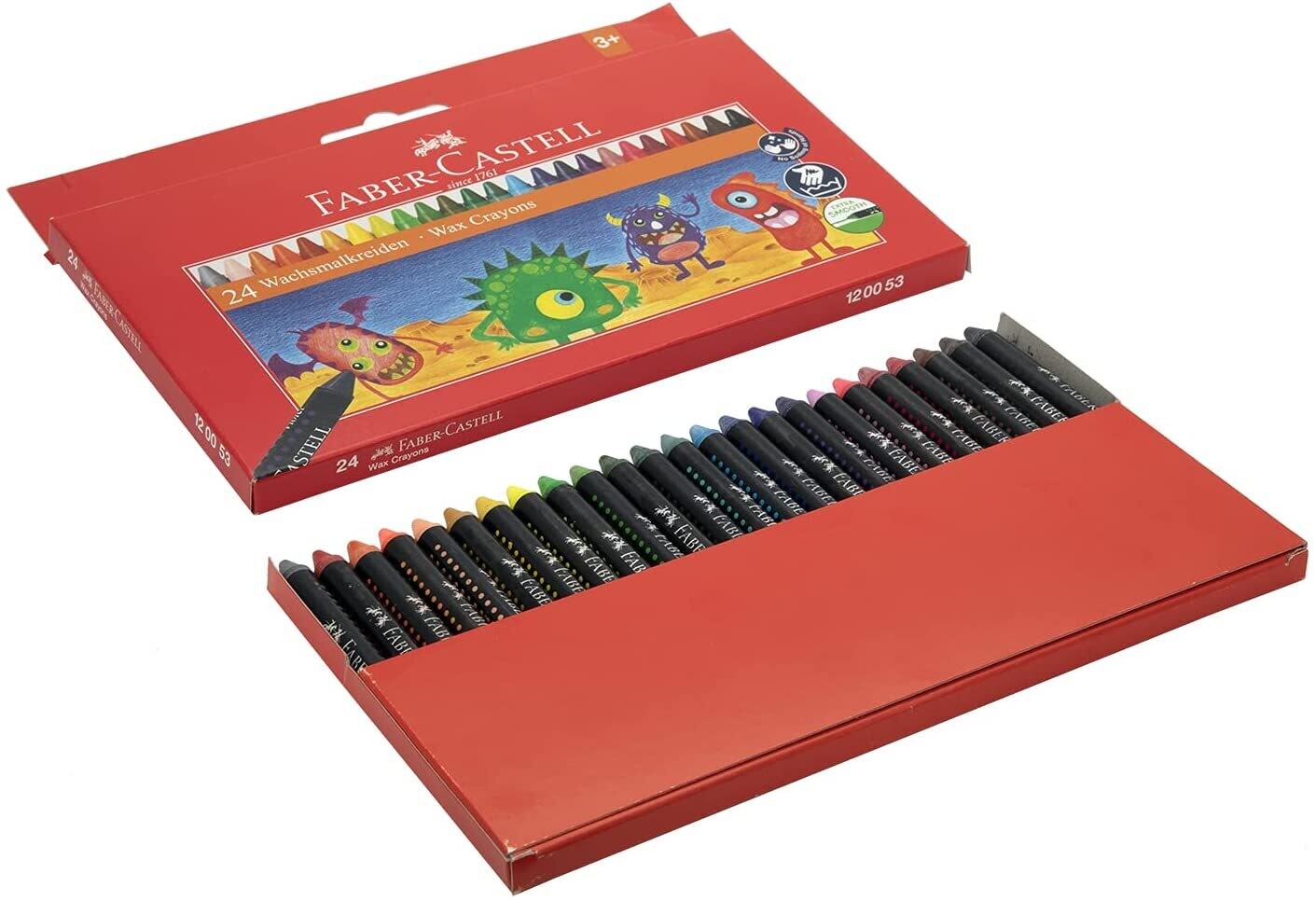 Faber-CastellWax Crayons 24 Color Round 90Mm, 120053, Multi Color