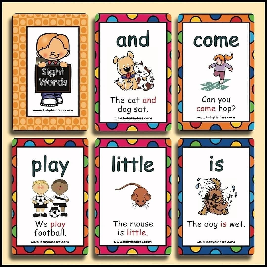Pre k Sight Words Cards