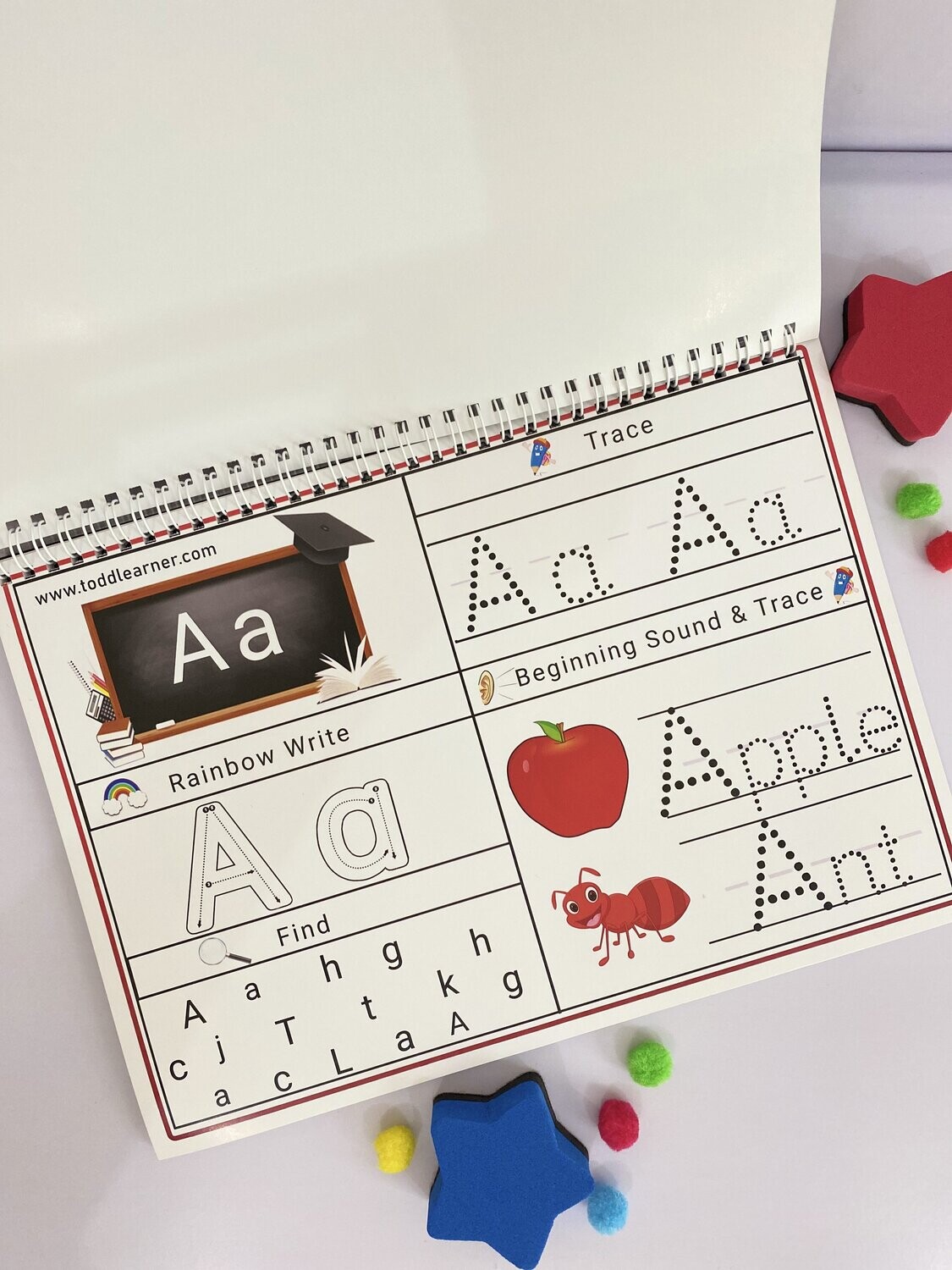 Rewritable English Letters, Numbers and Alphabet Writing Practice Book