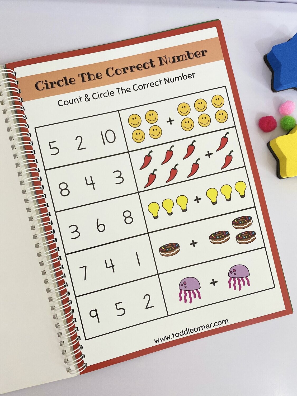 Rewritable Math Addition Practice Book for Kids.