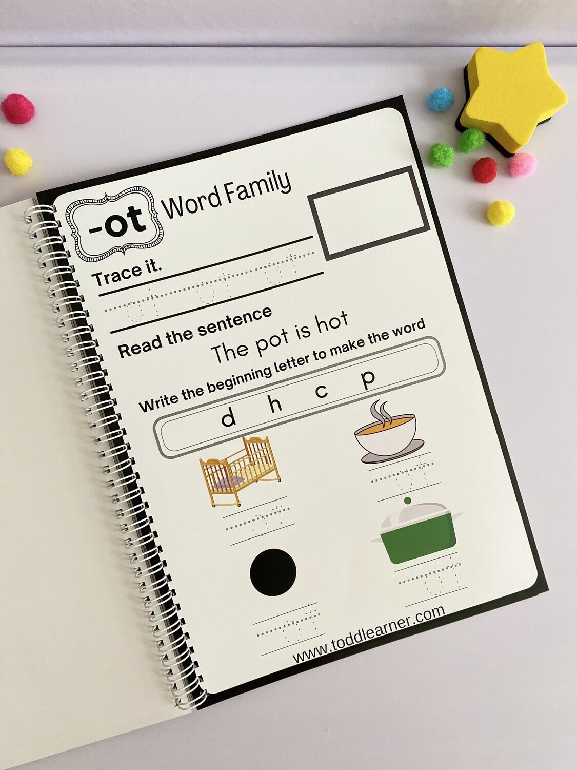Rewritable Word Families Learning Book for Kids.