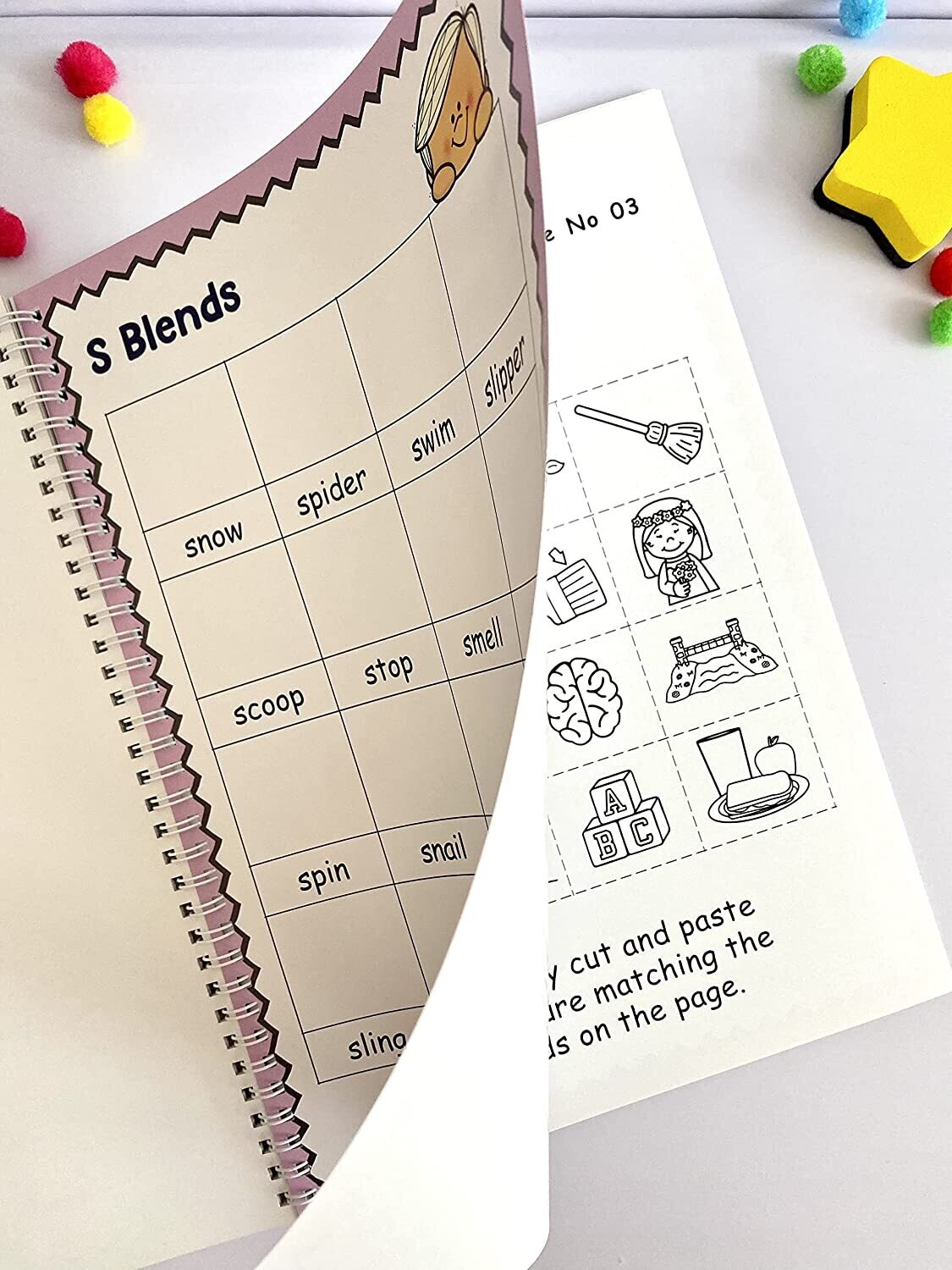 Phonics Cut and Paste Workbook for Kids (Learning Blends).