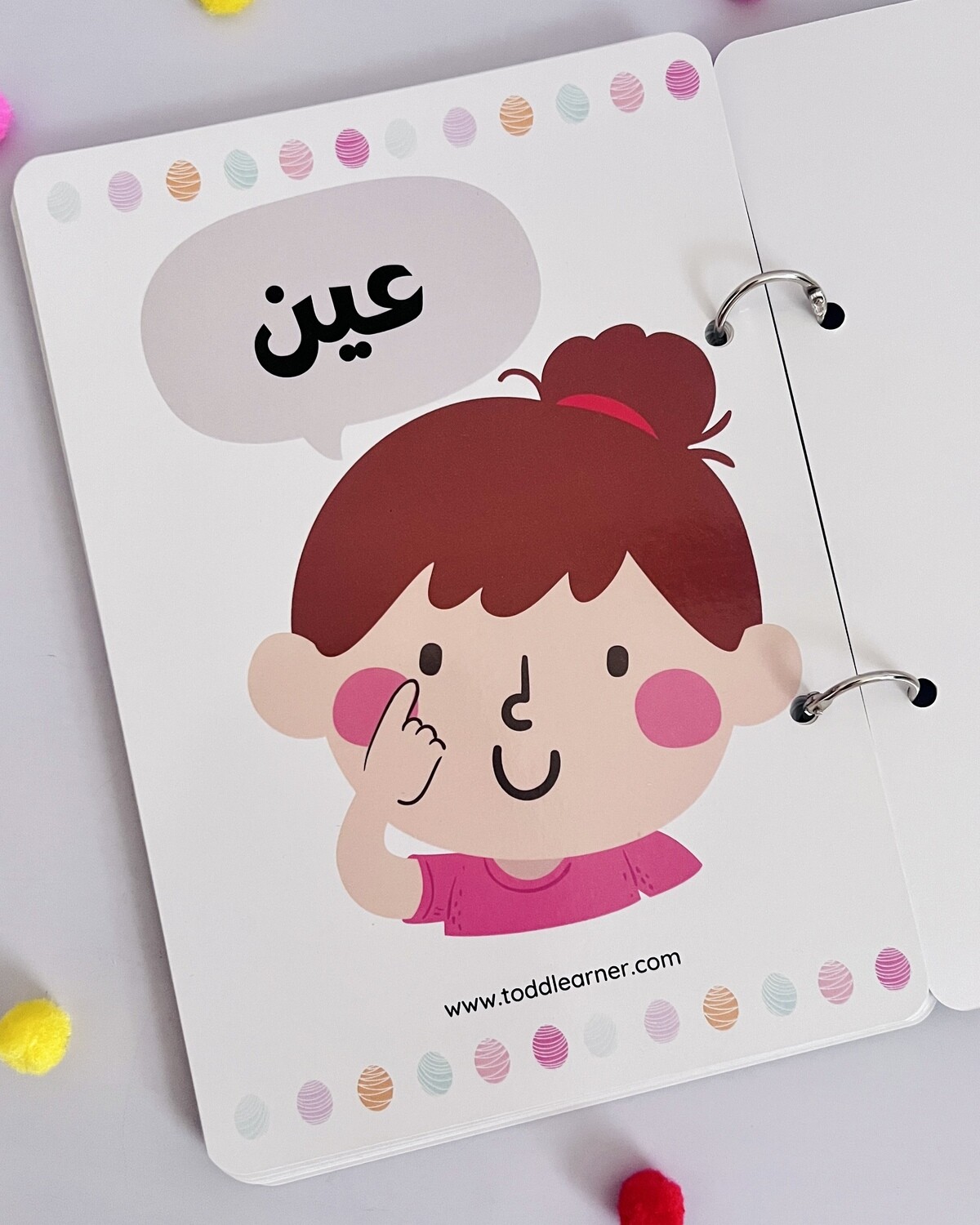 Arabic Body Parts Flash Cards for Kindergarten Kids.