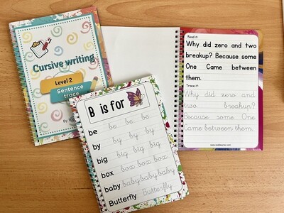 English Cursive Writing Practice Book set for 4-7 Years.