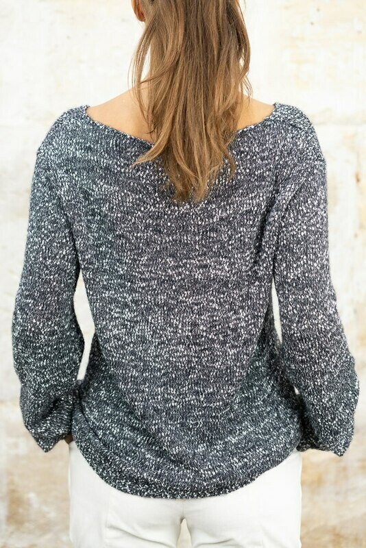 Wide V-Neck Tweed Sweater