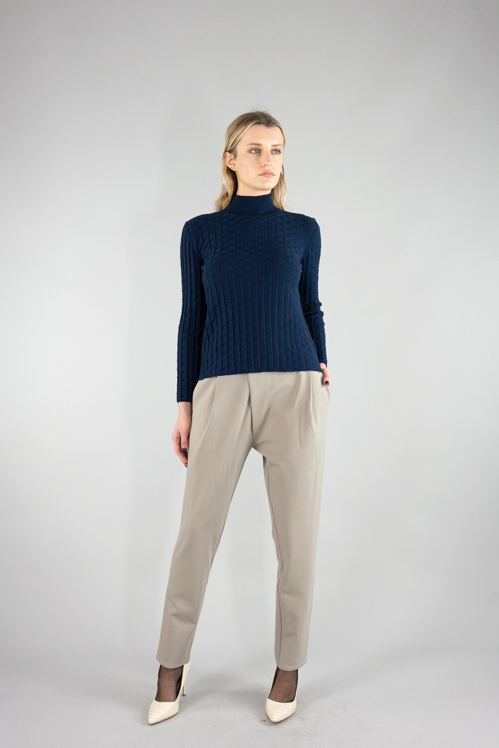 Geometric High Neck Sweater