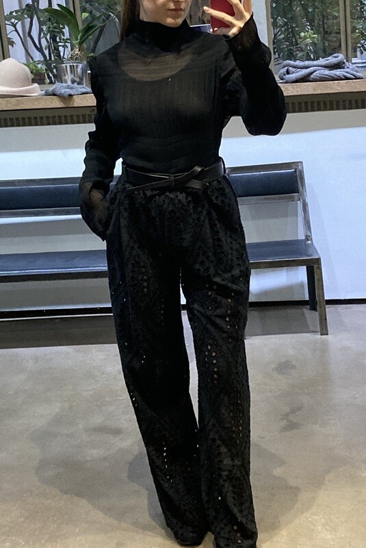 Embroidered Black Trouser
