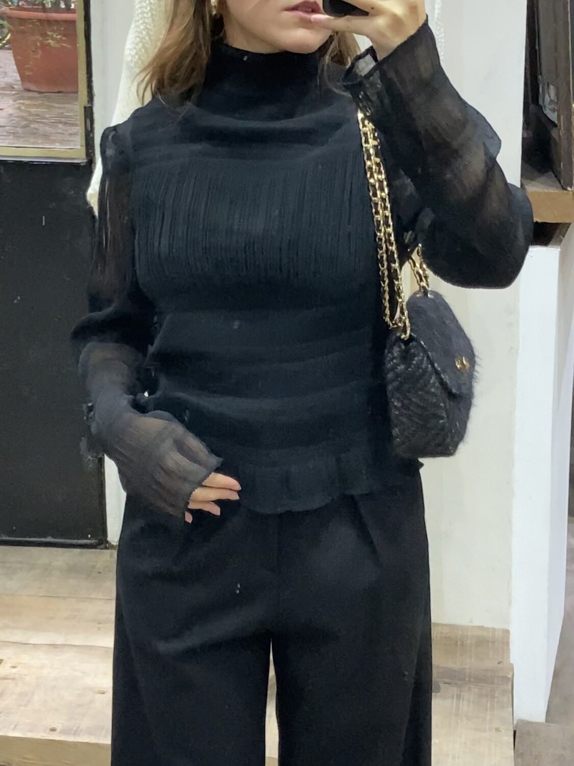 High Neck Black Top
