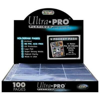 Ultra Pro - 9-Pocket Platinum Page for Standard Size Cards (x100), 11 Holes