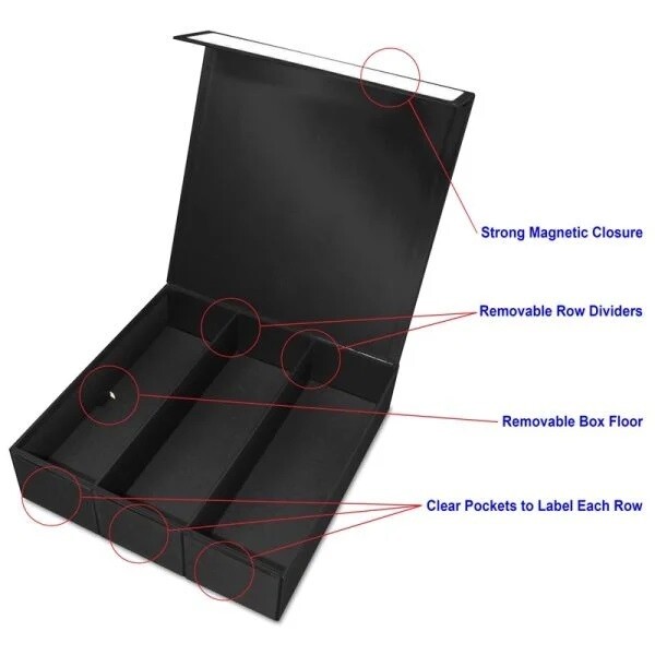 BCW - Card Game Box - 3 Row - Black with White - (preorder only)