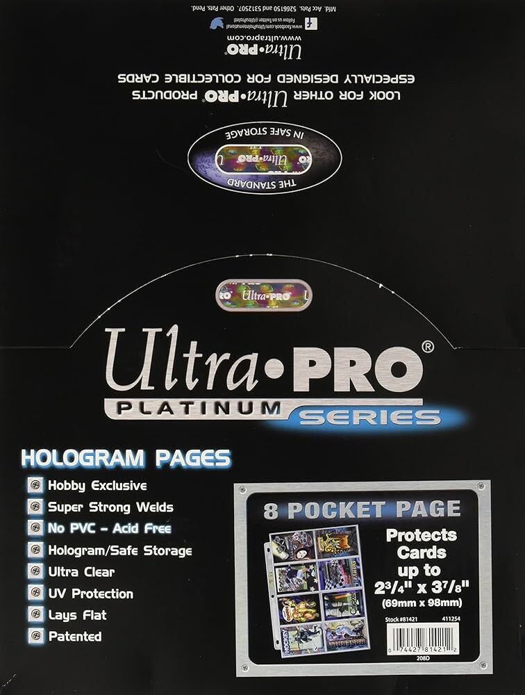 Ultra Pro - Platinum Series 8-Pocket Pages for 2-3/4" x 3-1/2"cards (100ct)