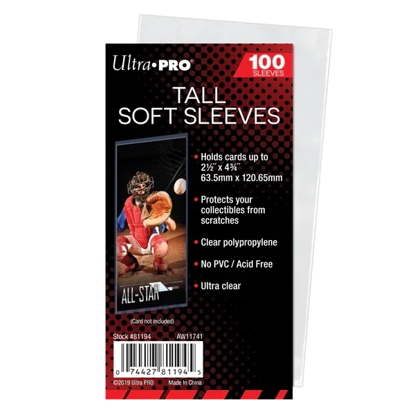 Ultra Pro - 2-1/2&quot; x 4-3/4&quot; Tall Card Soft Sleeves (100ct)