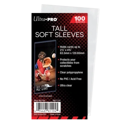 Ultra Pro - 2-1/2&quot; x 4-3/4&quot; Tall Card Soft Sleeves (100ct)