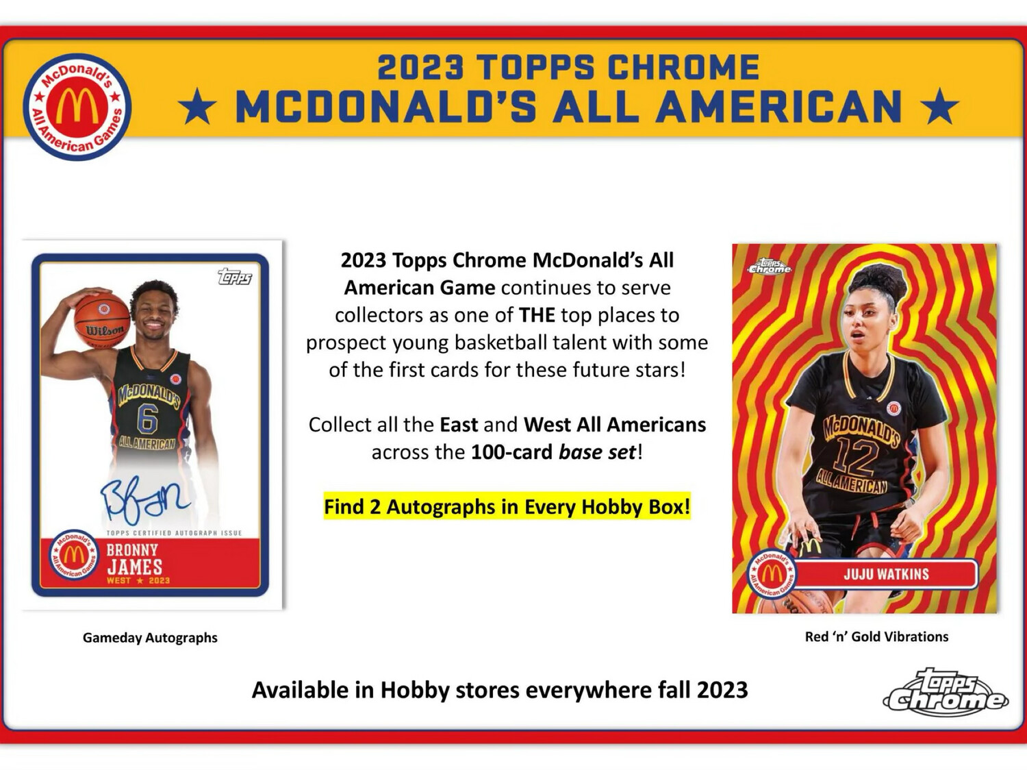 2023 Topps McDonald&#39;s All American Chrome Basketball Hobby Pack