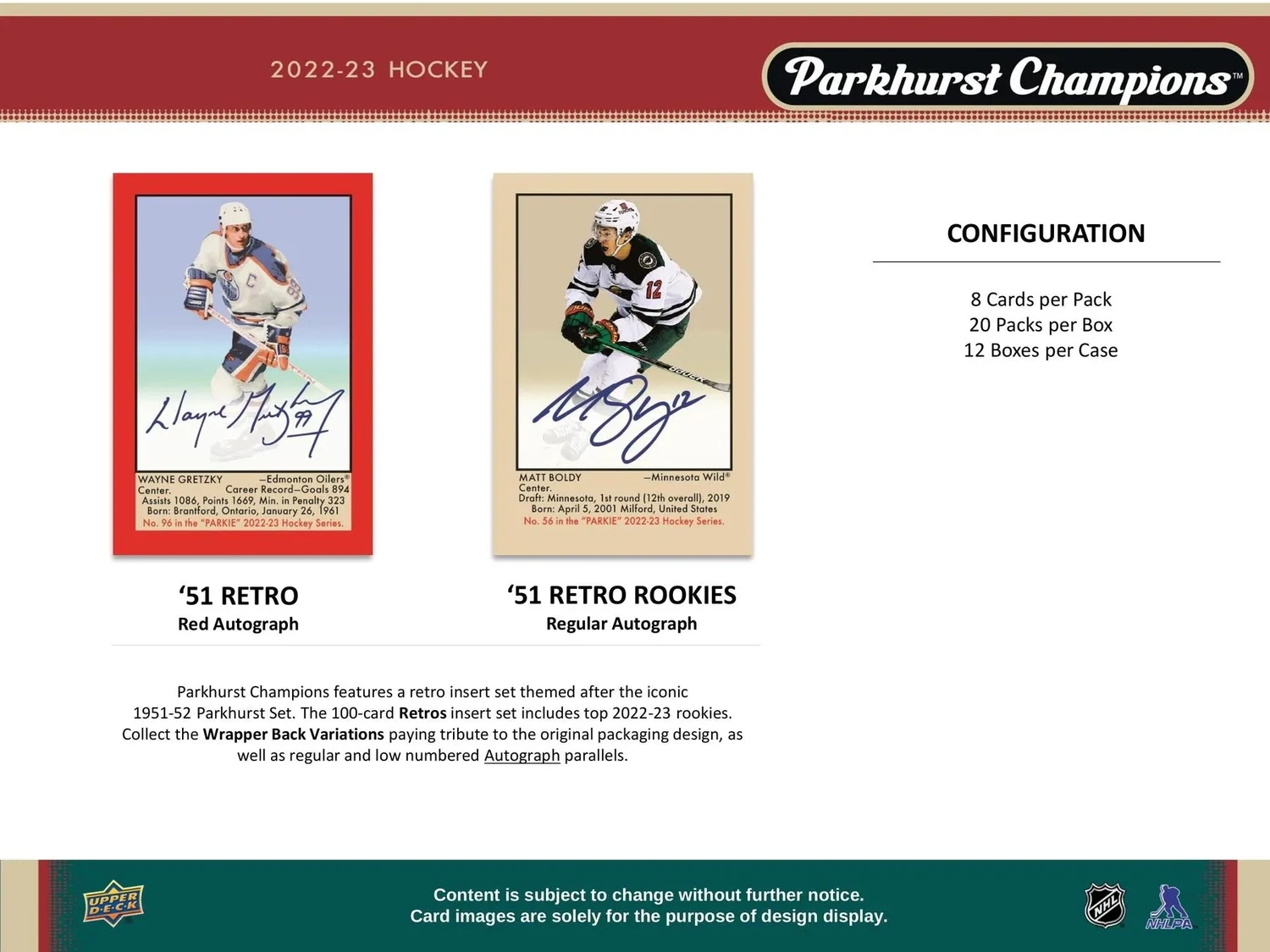 2022/23 Upper Deck Parkhurst Champions Hockey Hobby Box