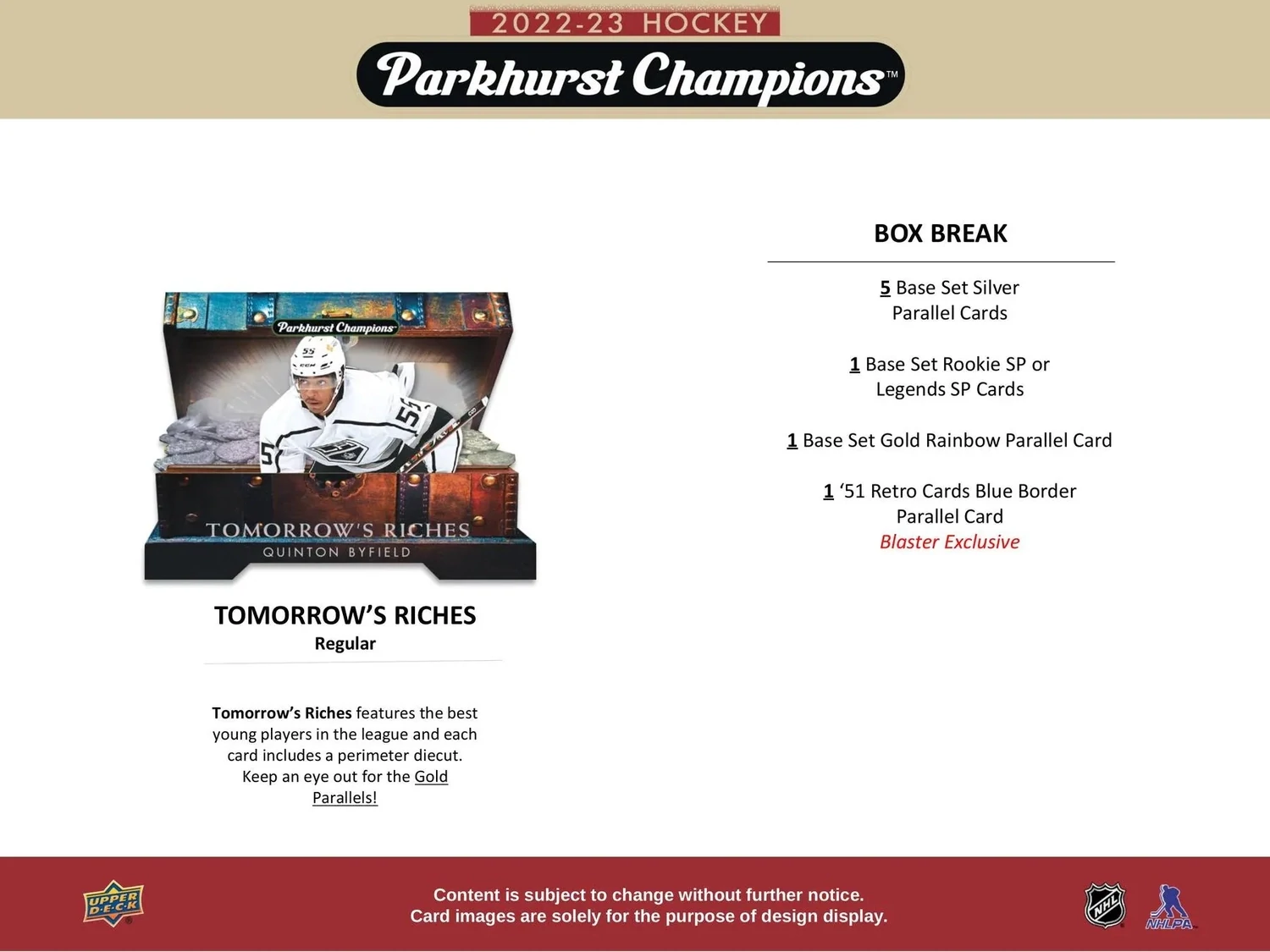 2022/23 Upper Deck Parkhurst Champions Hockey Blaster Box
