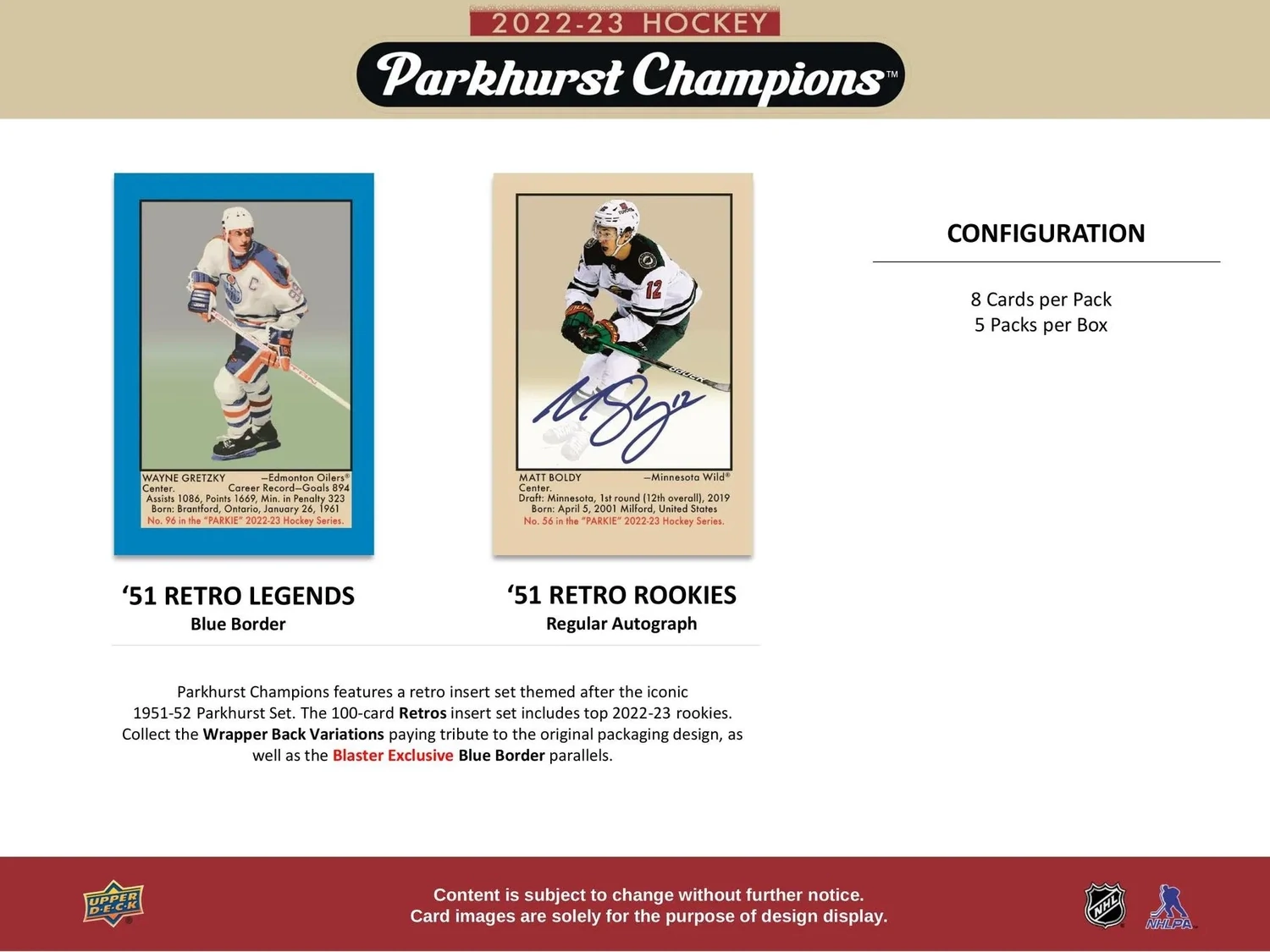 2022/23 Upper Deck Parkhurst Champions Hockey Blaster Box