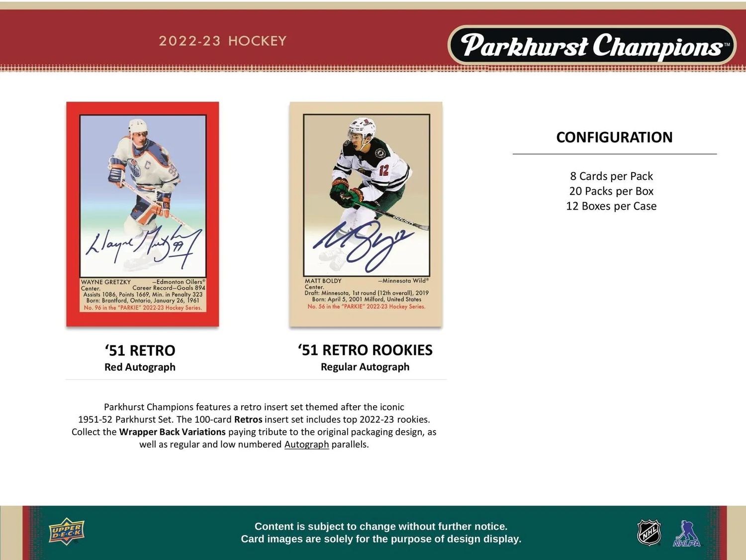 2022/23 Upper Deck Parkhurst Champions Hockey Hobby Pack