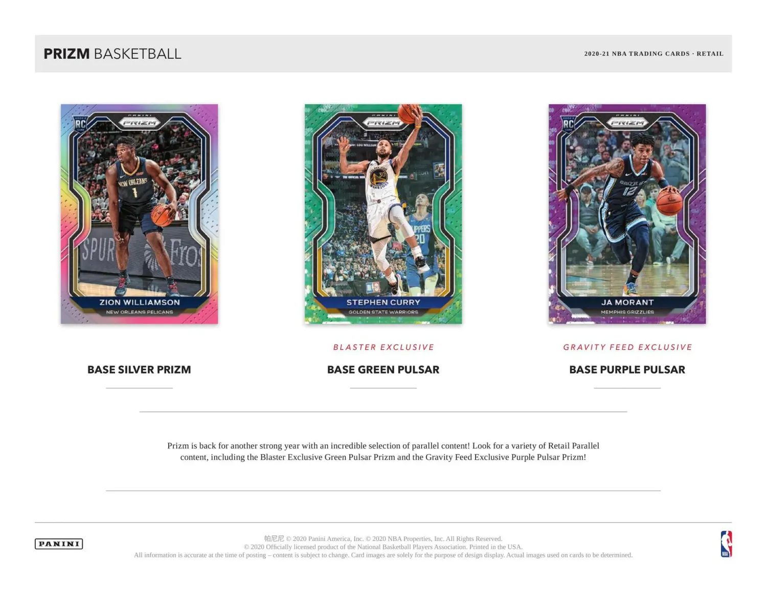 2020/21 Panini Prizm Basketball Retail Box