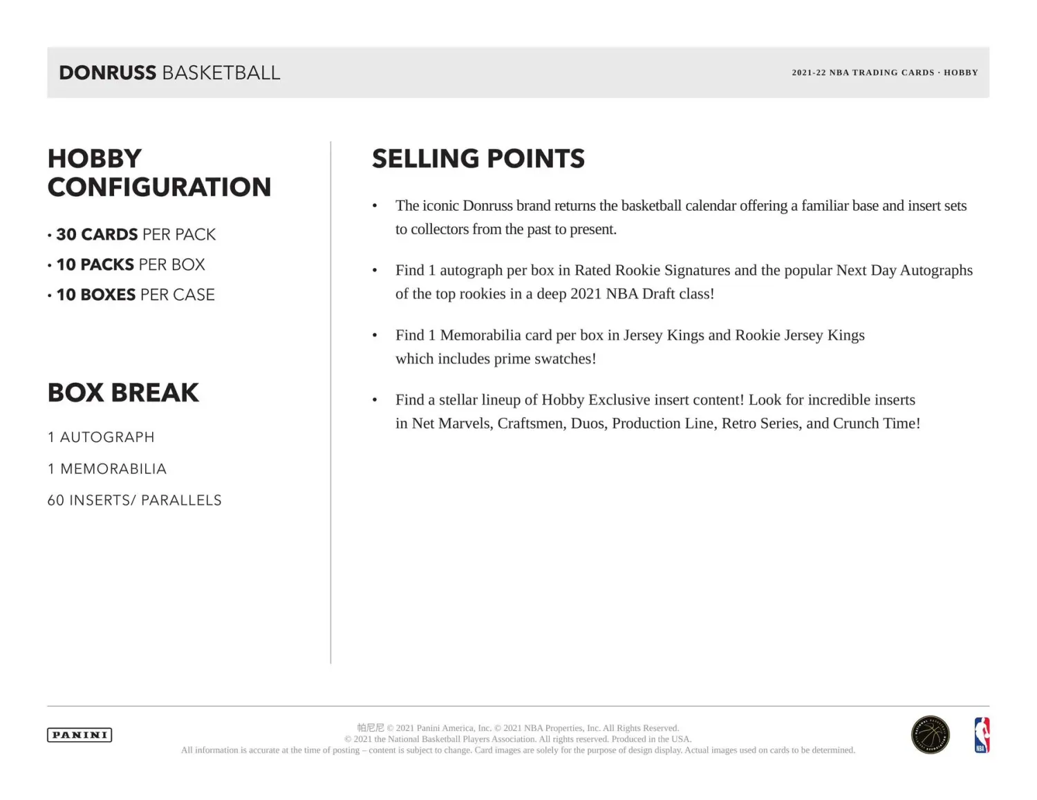 2021/22 Panini Donruss Basketball Hobby Box