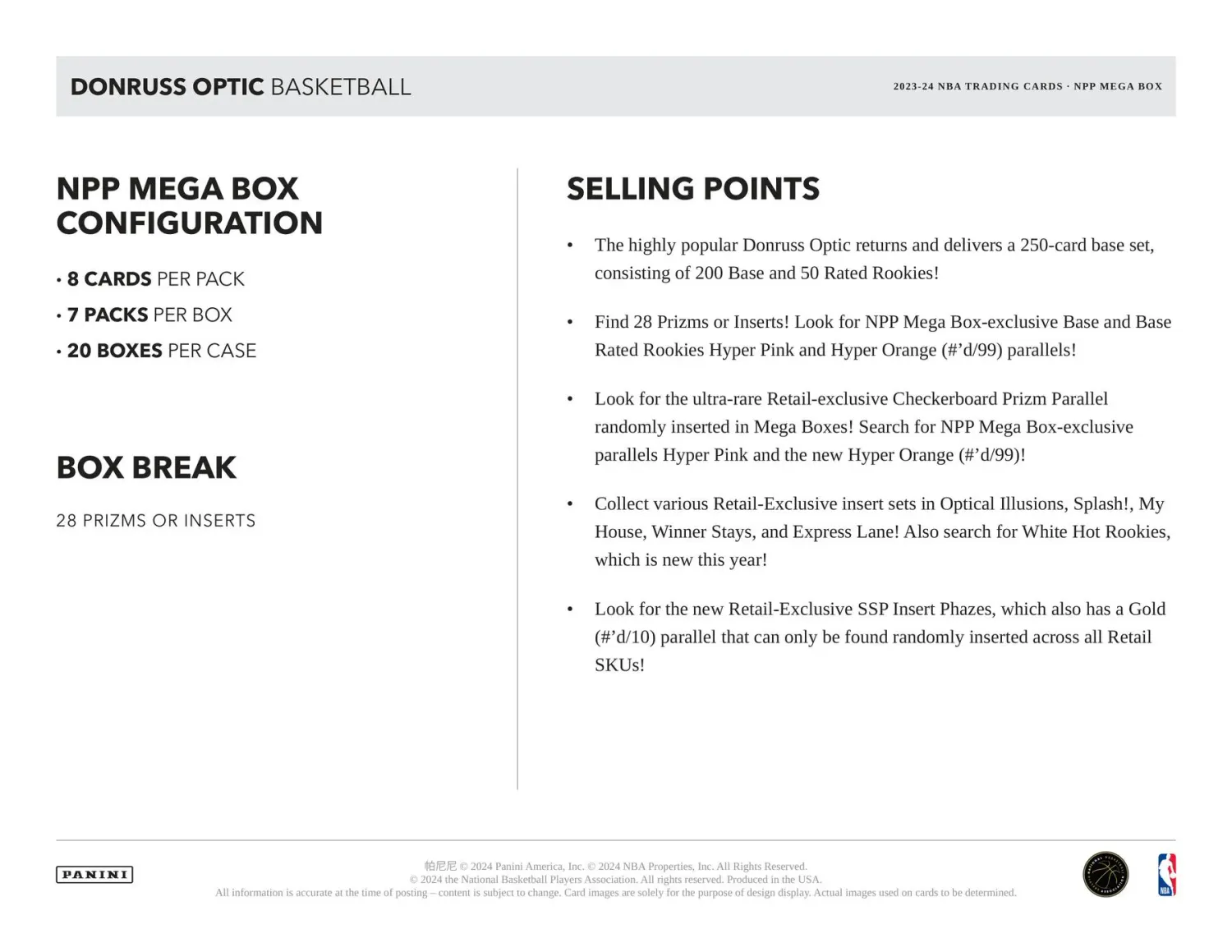 2023/24 Panini Donruss Optic Basketball Mega Box