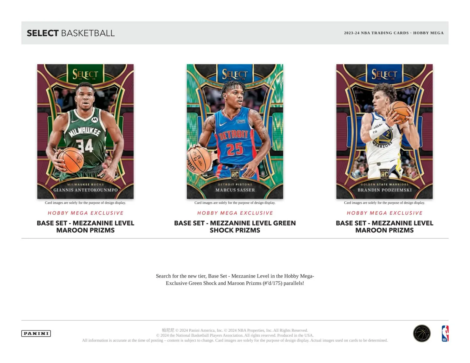 2023/24 Panini Select Basketball Hobby Mega Box (Green Shock Prizms)