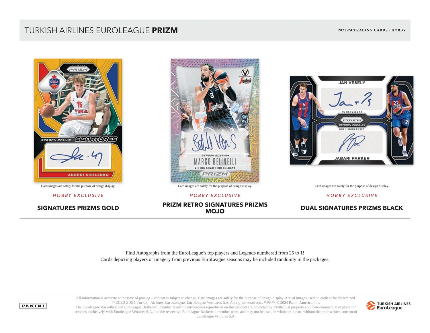 2023/24 Panini Prizm Turkish Airlines EuroLeague Basketball Hobby Pack