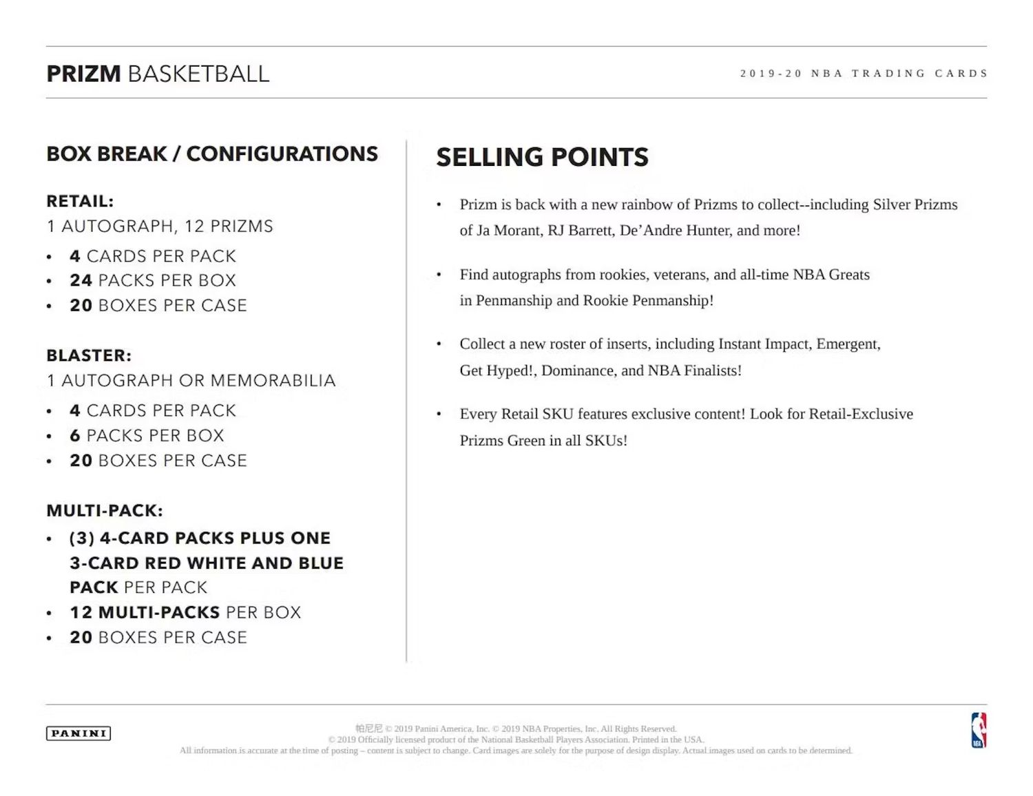2019/20 Panini Prizm Basketball Fanatics Box (Green Ice)