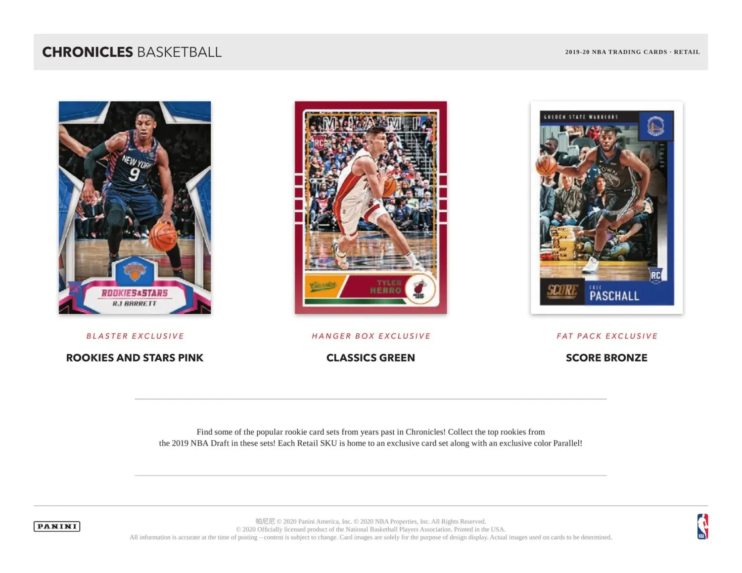 2019/20 Panini Chronicles Basketball Cello Fat Pack Box