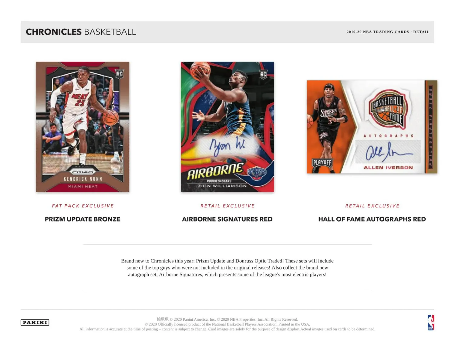 2019/20 Panini Chronicles Basketball Cello Fat Pack Box