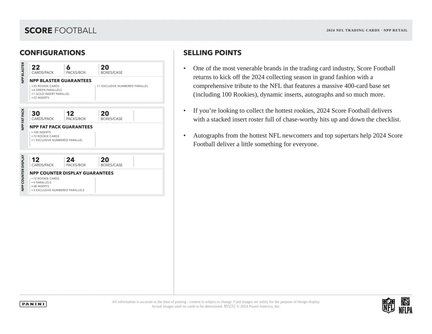 2024 Panini Score Football Blaster Box
