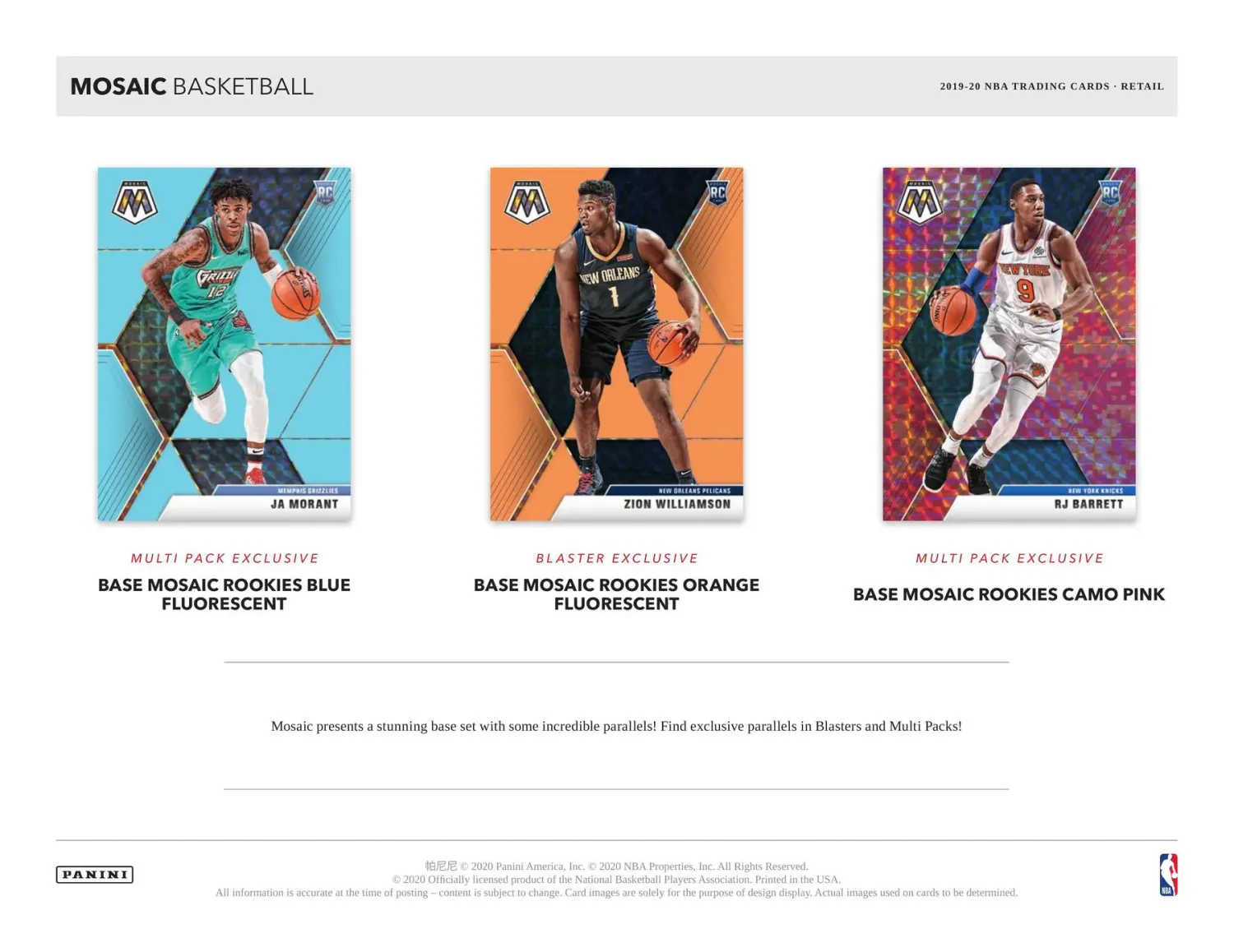 2019/20 Panini Mosaic Basketball Blaster Box