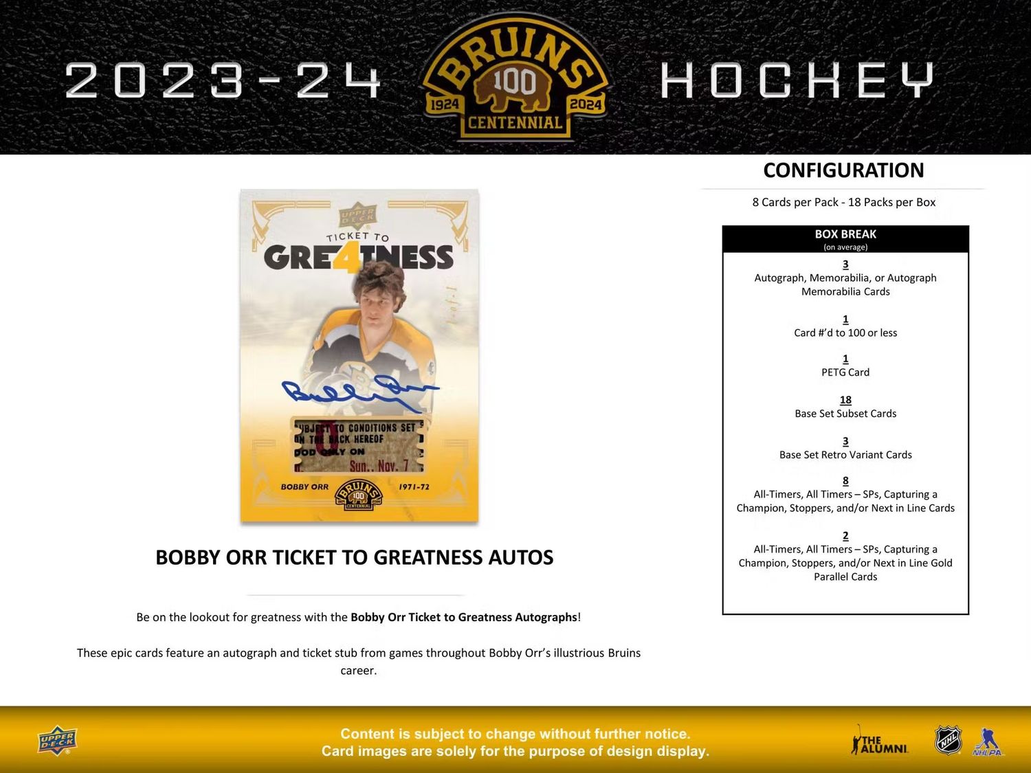 2023/24 Upper Deck Boston Bruins Centennial Hockey Hobby Box