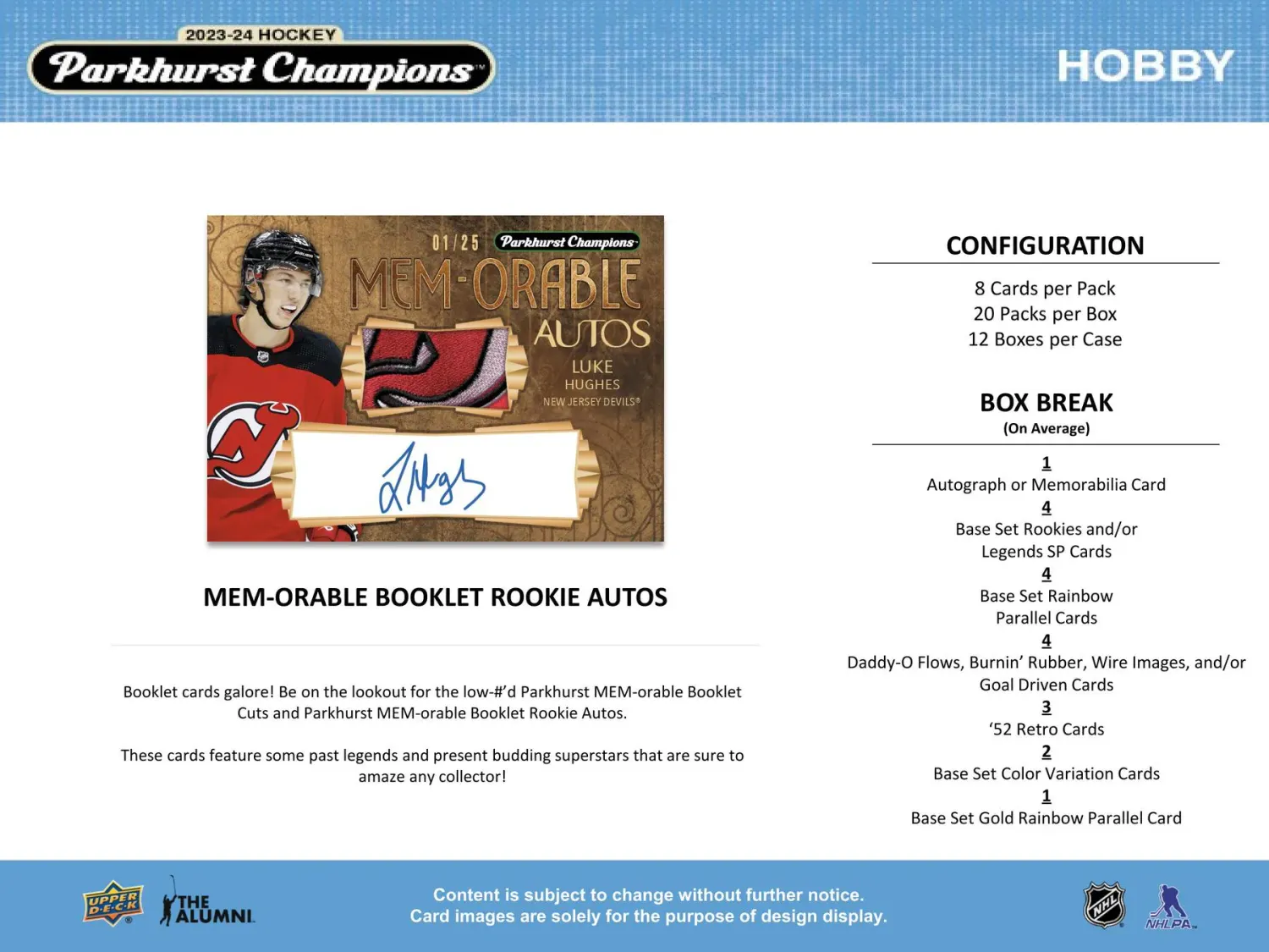2023/24 Upper Deck Parkhurst Champions Hockey Hobby Box