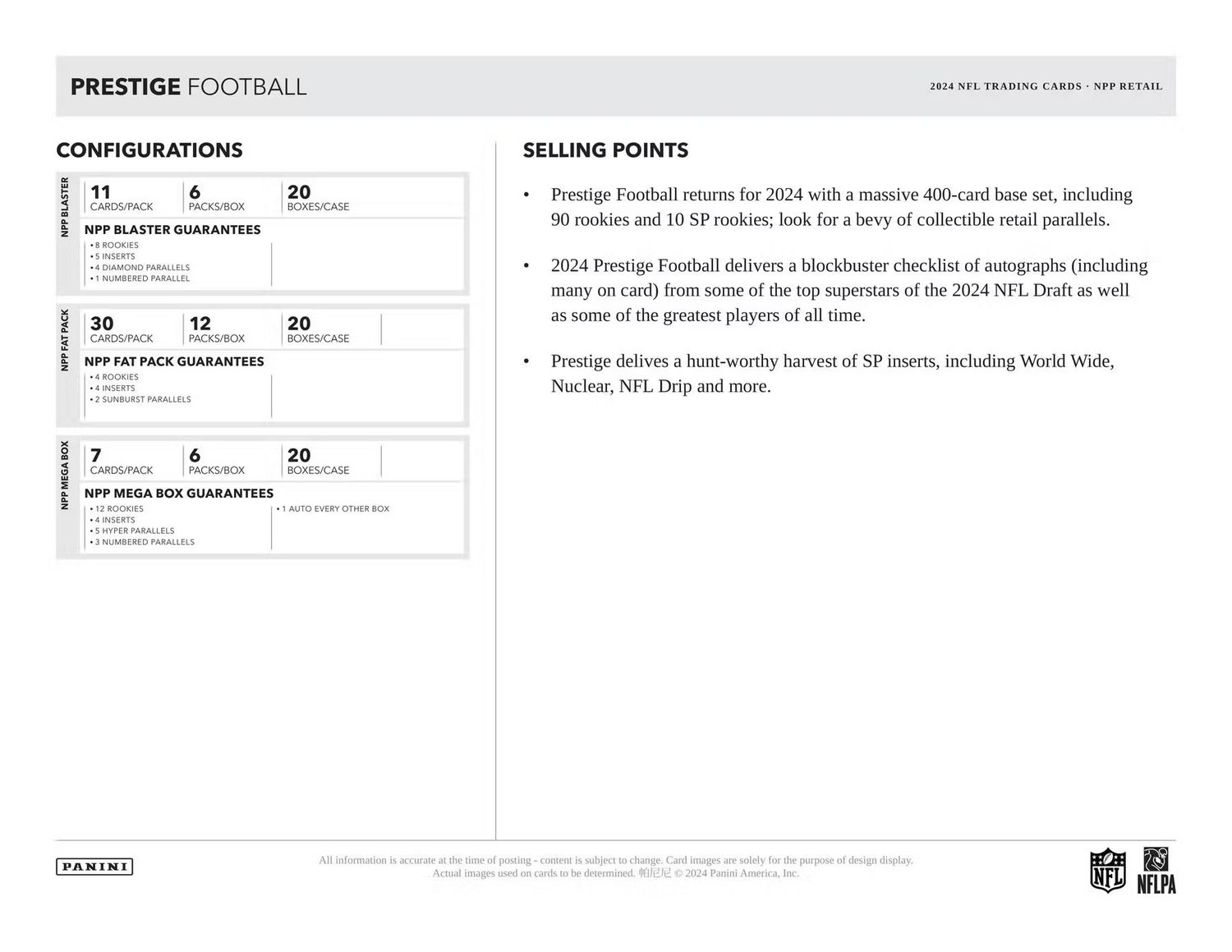 2024 Panini Prestige Football Blaster Box