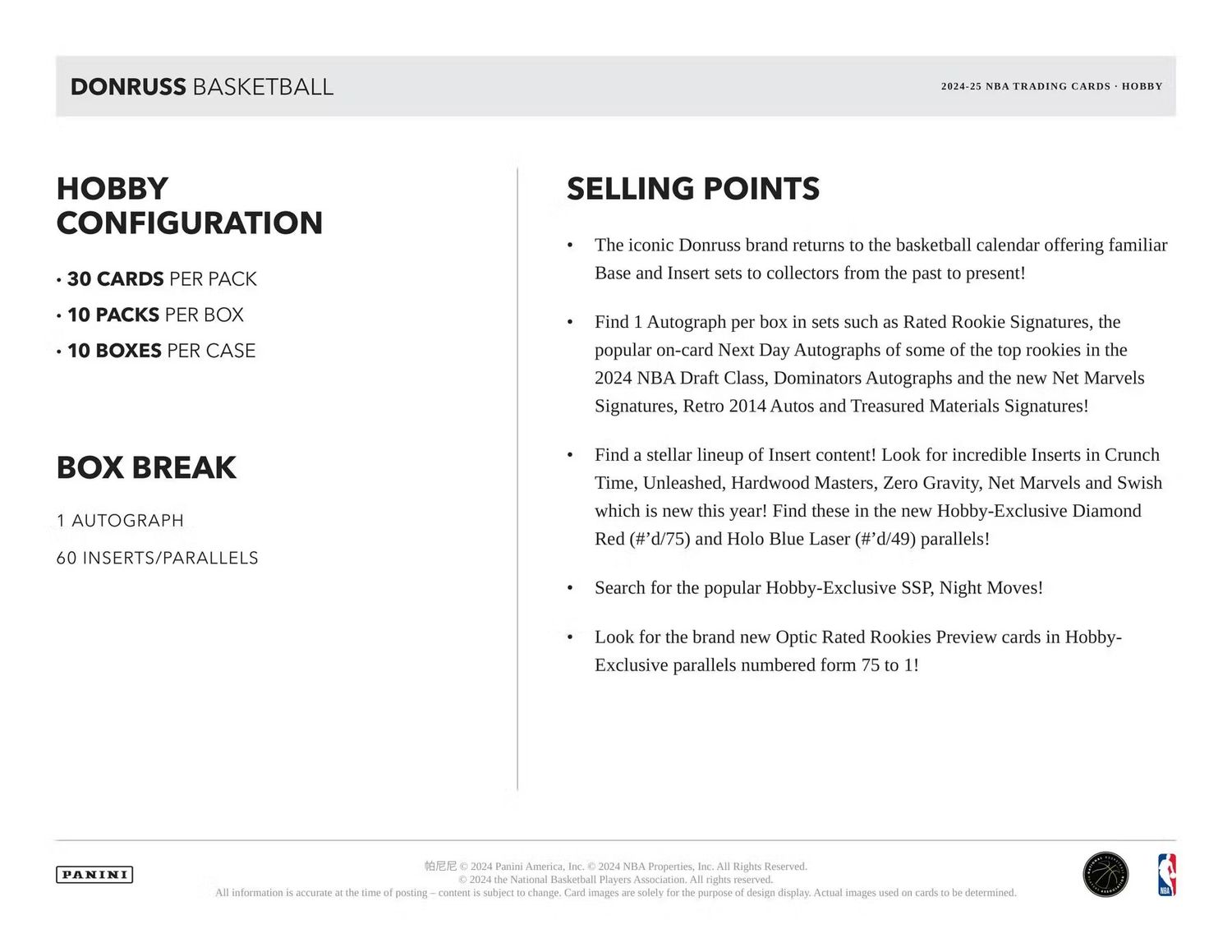 2024/25 Panini Donruss Basketball Hobby Box (in transit)