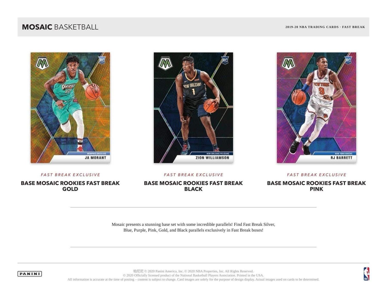 2019/20 Panini Mosaic Basketball Fast Break Hobby Box
