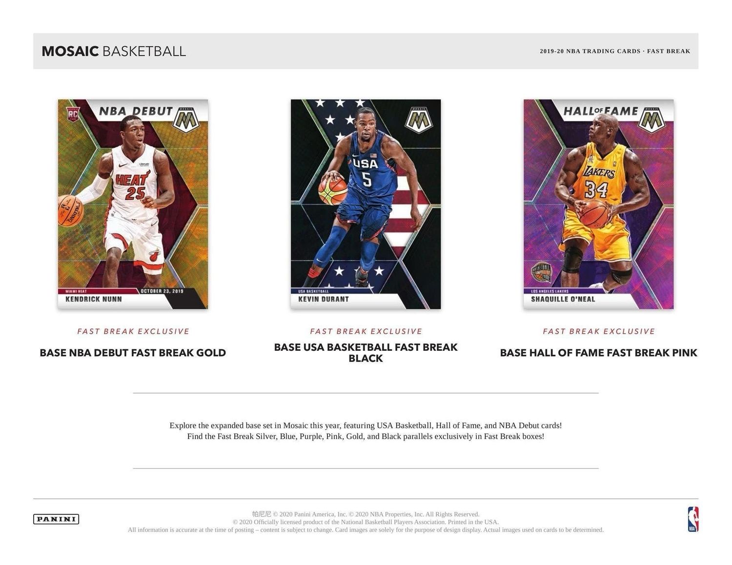 2019/20 Panini Mosaic Basketball Fast Break Hobby Box