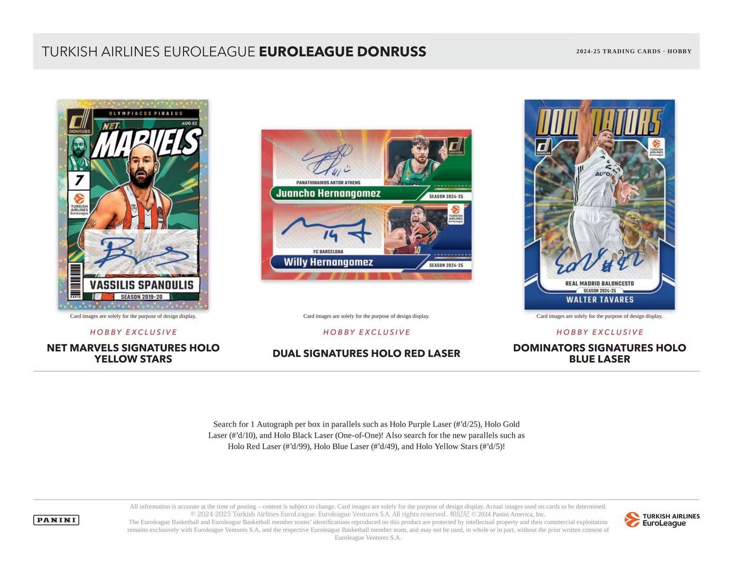 2024/25 Panini Donruss Turkish Airlines EuroLeague Basketball Hobby Pack