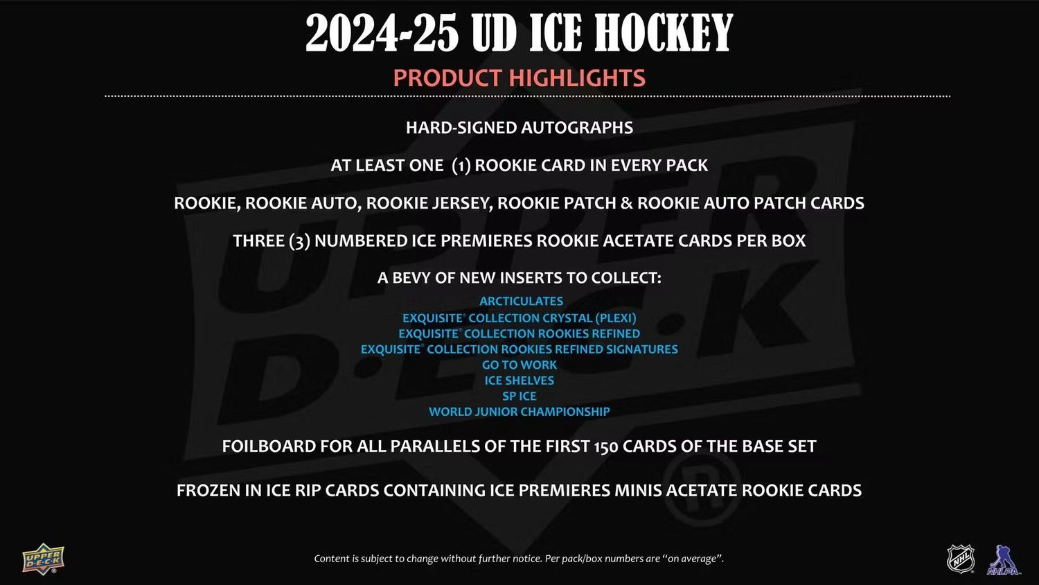 2024/25 Upper Deck Ice Hockey Hobby Pack