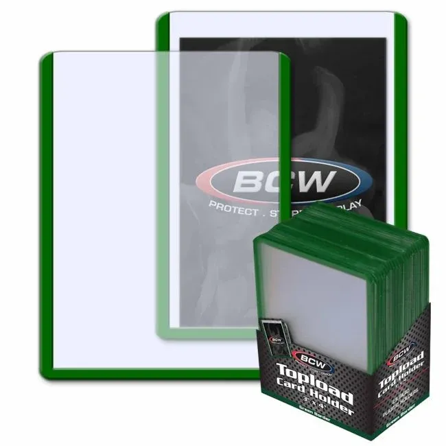 BCW - 3x4 Topload Card Holder - Green Border (x25)