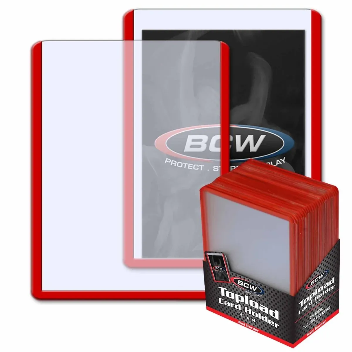 BCW - 3x4 Topload Card Holder - Red Border (x25)