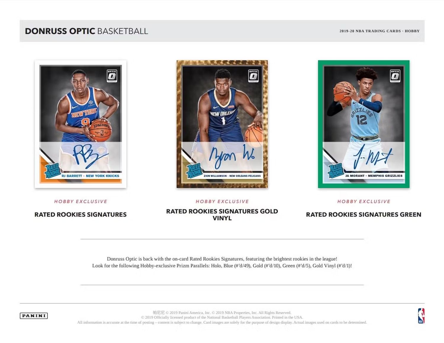 2019/20 Panini Donruss Optic Basketball Hobby Box (coming soon)