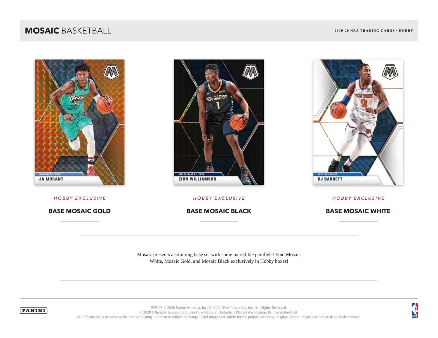 2019/20 Panini Mosaic Basketball Hobby Box (coming soon)