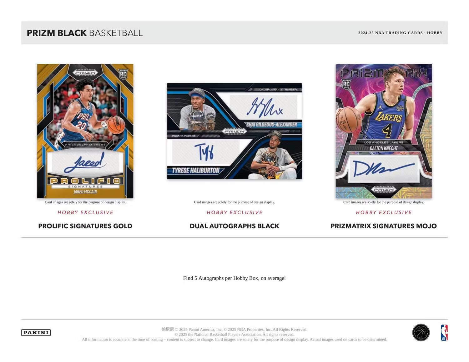 2024/25 Panini Prizm Black Basketball Hobby Box (Preorder)