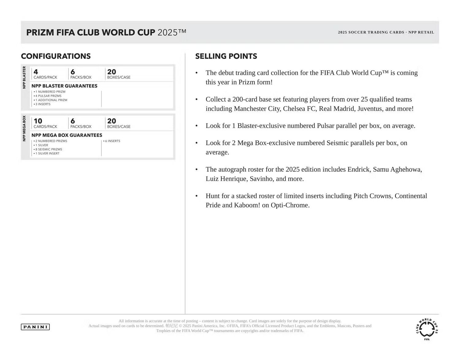 2025 Panini Prizm FIFA Club World Cup Soccer Blaster Box (coming soon)
