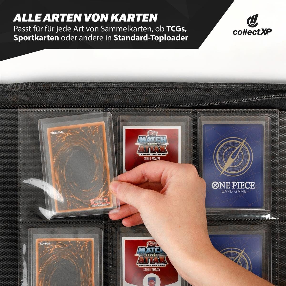 CollectXP Zippered 9-Pocket Topload Binder Black