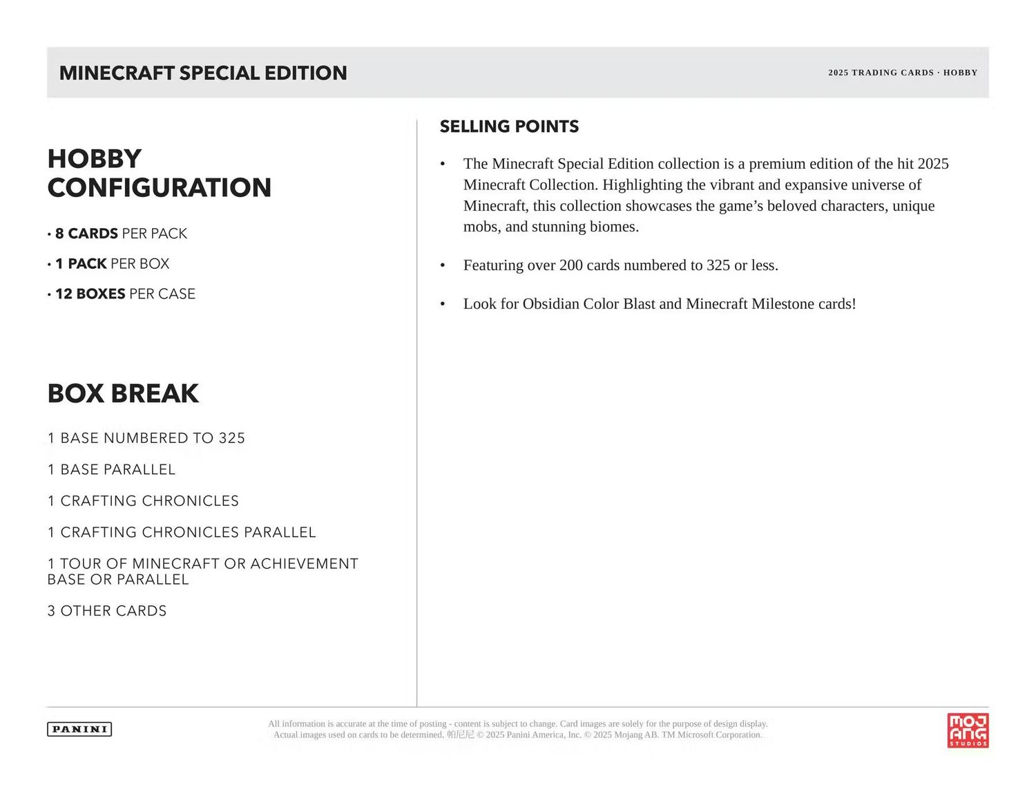 Minecraft Special Edition Hobby Box (Panini 2025)