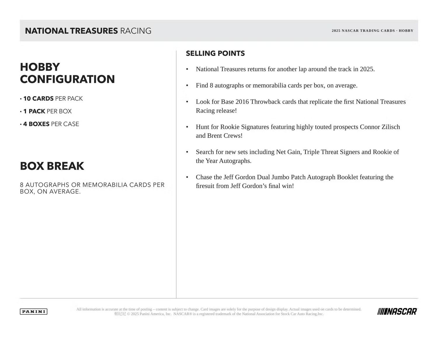 2025 Panini National Treasures Racing Hobby Box